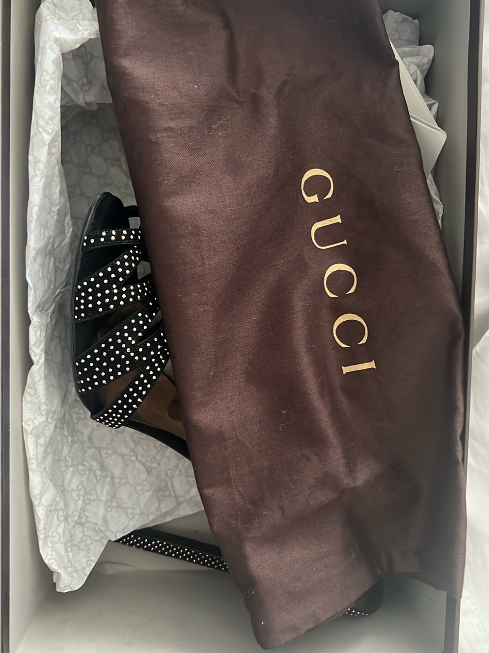 Gucci Black Crystal-Studded Strappy Heels - Picture 5 of 5